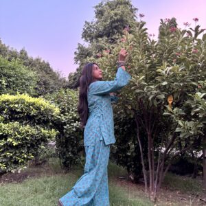 Blue Floral Farshi Suit